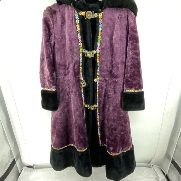 Vintage 1960’s Niccolini Medium Purple Black Faux Fur Penny Lane Coat Re… - Picture 14 of 15